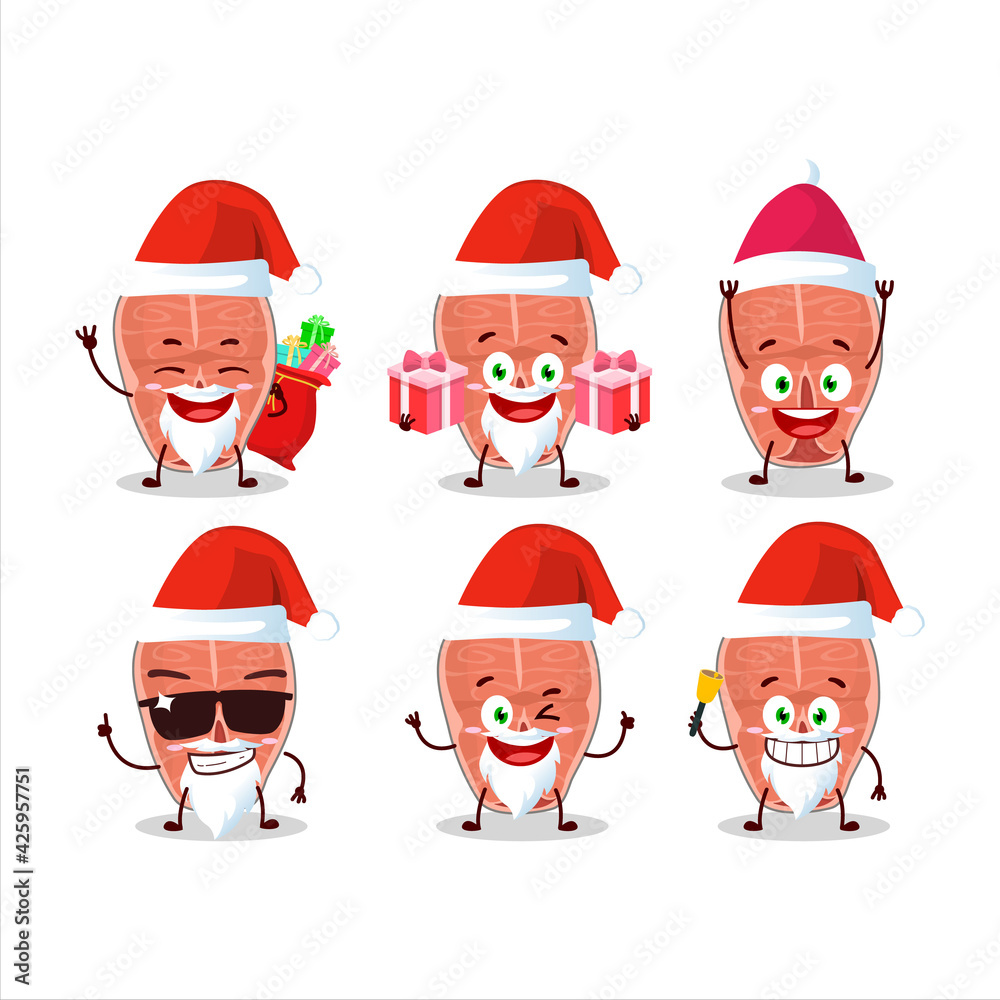 Poster Santa Claus emoticons with tuna cartoon character