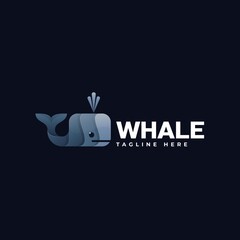 Vector Logo Illustration Whale Gradient Colorful Style