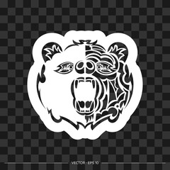 Print Tattoo bear patterns polynesia. Isolated. Vector illustration.
