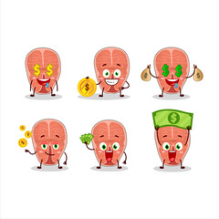 Tuna cartoon character with cute emoticon bring money