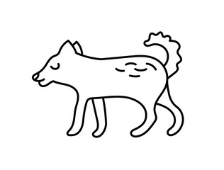 Black dog sketch. Chinese horoscope 2030 year. Animal symbol vector illustration. Line doodle. Editable path