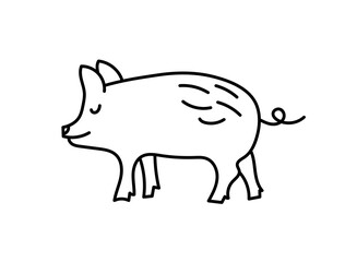 Pig sketch. Chinese horoscope 2031 year. Animal symbol vector illustration. Black line doodle. Editable path