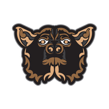Colored print of a dog's face. Isolated. Vector illustration.