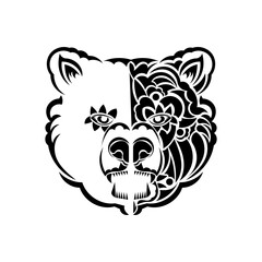 Bear face patterns. Maori style. Vector illustration.