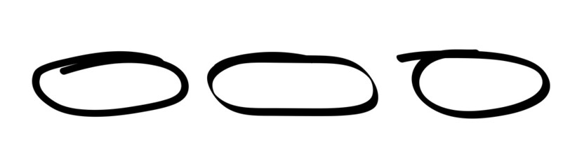 Freehand Drawing Scribble Circle Frames Set Isolated on White Background.