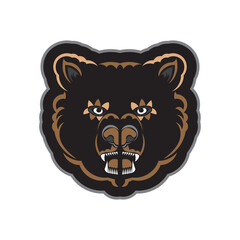 Colored face of a bear. Miami style. Good for t-shirts and prints. Isolated. Vector
