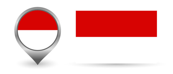 Vector flag Indonesia. Location point with flag indonesian