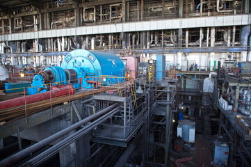 Pavlodar, Kazakhstan - 05.29.2015 : Hall of turbine generators at a thermal power plant © Vladimir