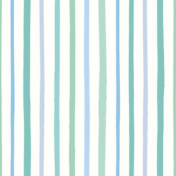 Striped background vector pattern in green and blue. Textured hand drawn stripe design. 