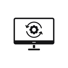 Progress setting on computer. System update icon concept isolated on white background. Vector illustration