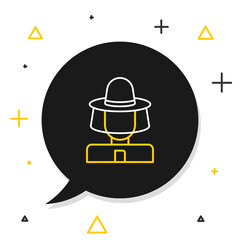 Line Beekeeper with protect hat icon isolated on white background. Special protective uniform. Colorful outline concept. Vector