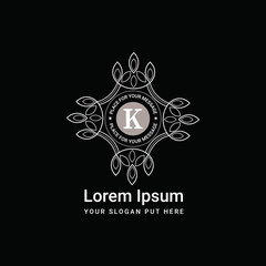 Luxury white monogram ornament letter K logo design vector icon