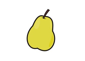 Simple flat illustration of a pear with black outline.