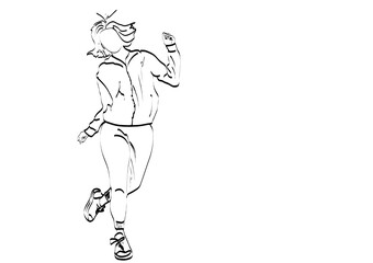 dancing girl in red on the white