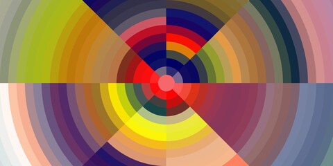 Blue red orange circular design abstract background with rainbow