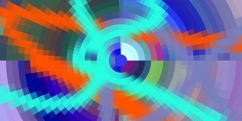 Blue orange violet purple circular abstract background with arrows