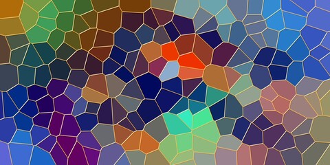 Fototapeta na wymiar Blue orange wax shapes design, abstract mosaic background