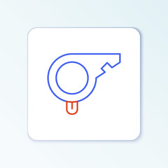 Line Whistle icon isolated on white background. Referee symbol. Fitness and sport sign. Colorful outline concept. Vector