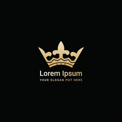 Luxury gold crown logo vector 