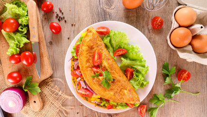 omelet- fried egg with lettuce