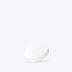 White round medicine tablet. Medicament pill. Pharmaceutical drug.