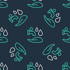 Line Wudhu icon isolated seamless pattern on black background. Muslim man doing ablution. Vector