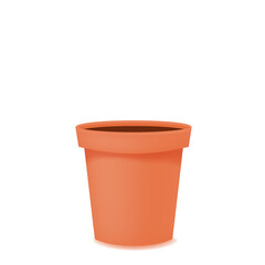 Flower pot realistic empty terracota ceramic or plastic. Vector template