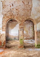 an old church that have collapsed over time, the church has been abandoned, Karzdaba Orthodox Church, Cesvaine, Latvia