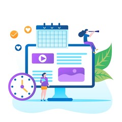 Agency and digital marketing concept. Content marketing concept. can use for web banner, infographics, hero images. Flat isometric illustration.