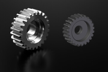 Gear metal wheels. Free space for text - obrazy, fototapety, plakaty