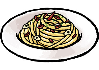 【手描きベクターイラスト素材】ペペロンチーノのイラスト