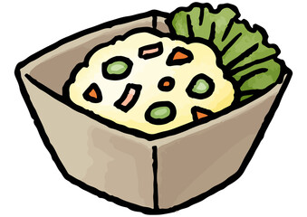 【手描きベクターイラスト素材】ポテトサラダのイラスト