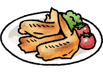 【手描きベクターイラスト素材】手羽先のイラスト