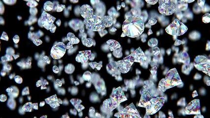 Falling luxury diamonds loop-able background in slow motion 4K
