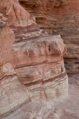 Red Canyon in southern Israel. Close up of natural rock formations.
