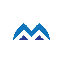 M letter Mountain adventure logo design vector
