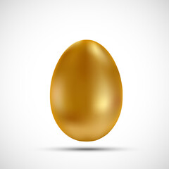 Golden chicken egg. Icon isolated on white background