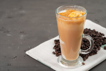 Affogato coffee with ice cream served in glass
