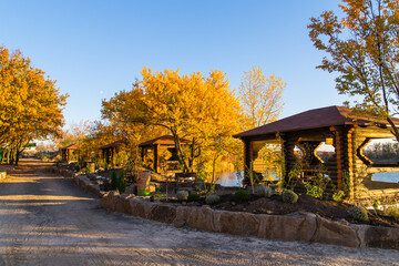 Rest area, BBQ place with table and benches