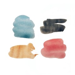 Abstract watercolor splashes, colourful gentle aquarelle shapes