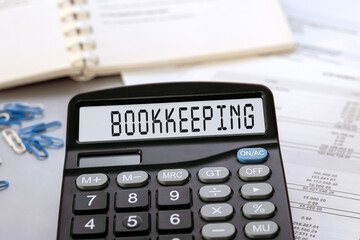 Calculator with the word bookkeeping on the display