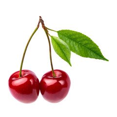 sweet cherry fruits isolated on white background