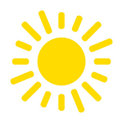 Sun icon, yellow flat symbol, vector eps 10