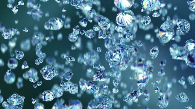 Falling luxury diamonds loop-able background in slow motion 4K