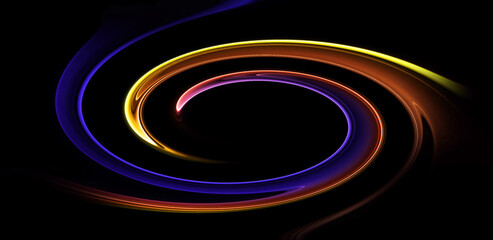 Abstract neon glowing spiral on black background