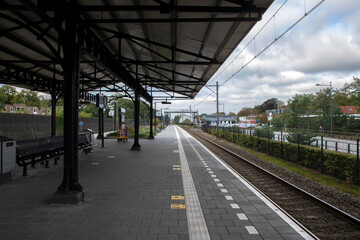 Empty Platform At The Train Station Of Bilthoven The Netherlands 25-9-2020