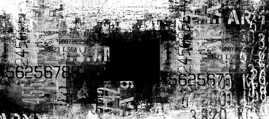 Naklejka na ściany i meble Abstract grunge lettering background. Urban cyber punk wide illustration 