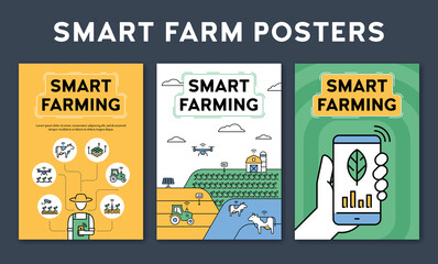 Vector Smart Farm Agriculture Poster Set
