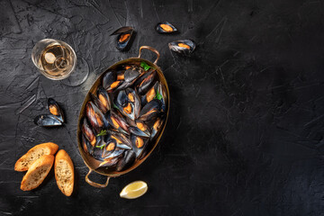 Mussels and wine design layout