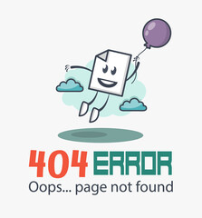 Funny 404 error concept. Web Page not found sign. Internet problem icon.